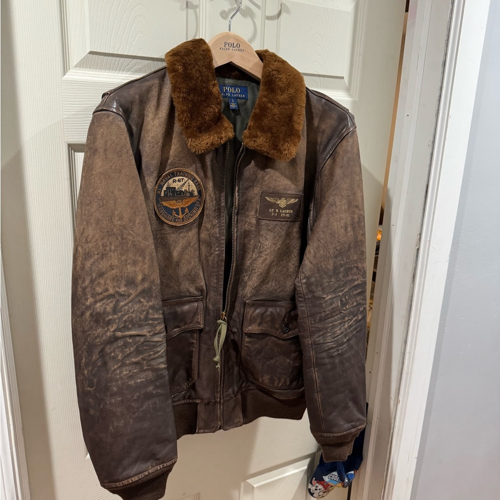 Polo leather bomber jacket